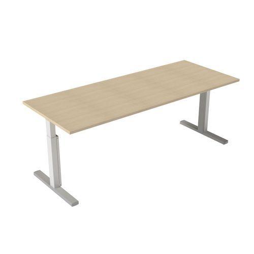 Bureau droit Kelli avec pied en T Chêne 180 cm Manivelle droite thumbnail image 1