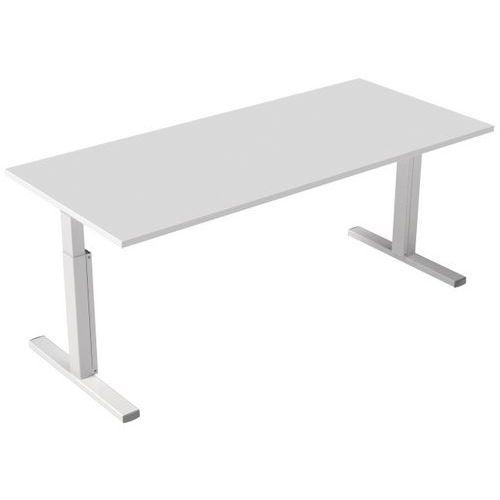 Bureau droit Kelli avec pied en T Blanc 180 cm Manivelle droite thumbnail image 1