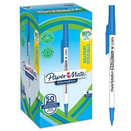 Stylo bille pointe moyenne 1mm Paper Mate KILOMETRICO bleu thumbnail image 1