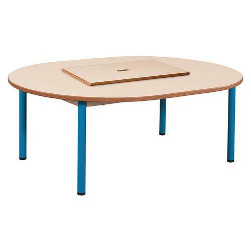 Table fixe Chloé plateau beige avec bac 4 pieds ovale - Mobidecor thumbnail image 1