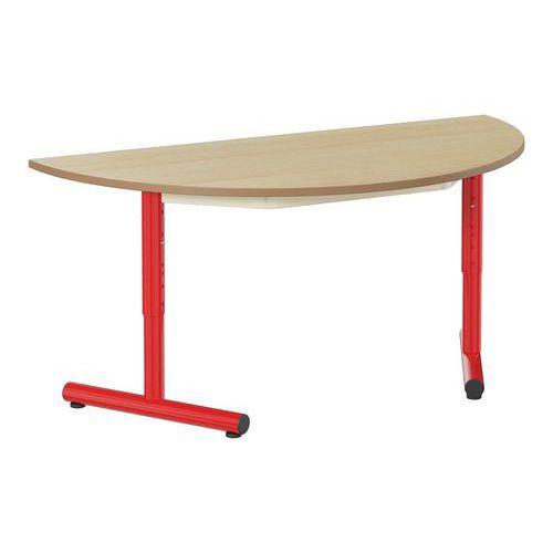 Table régl.Chloé 1/2 lune Ø120cm plat.beige piét. rouge  Ral 3000 thumbnail image 1
