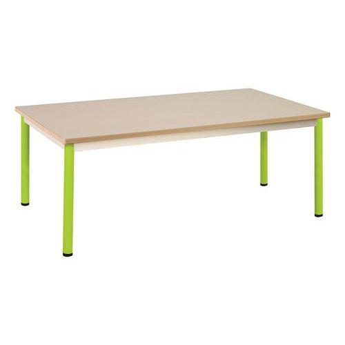Illustration de : Table Chloé rectangulaire, plateau beige, 4 pieds - Mobidecor