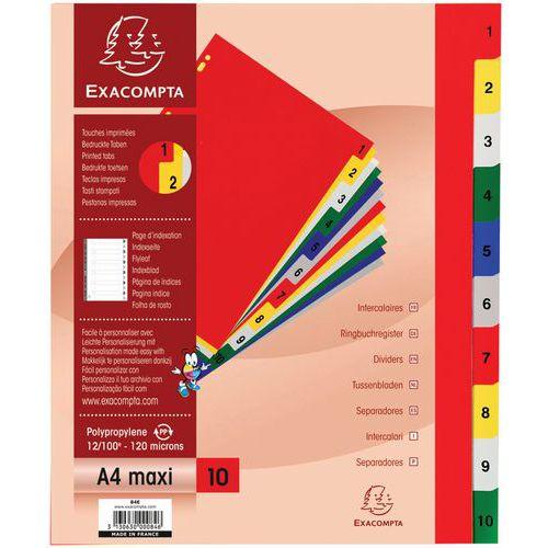 Lot de 20 Intercalaires imprimés pp couleurs 12/100e 10 positions A4+ thumbnail image 1