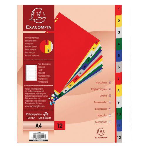 Lot de 20 Intercalaires numériques PP 12/100e 12 positions A4 thumbnail image 1