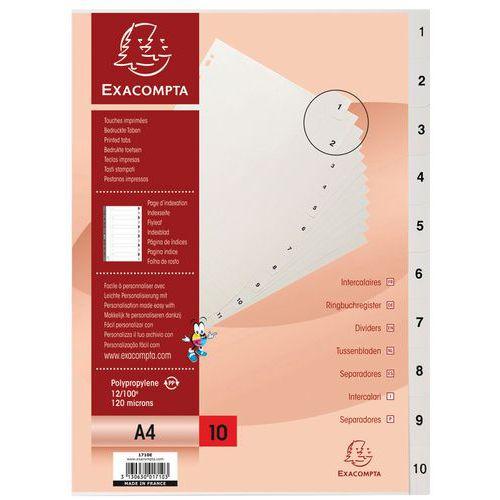 Illustration de : Intercalaires imprimés numériques pp blanc 10 positions - a4