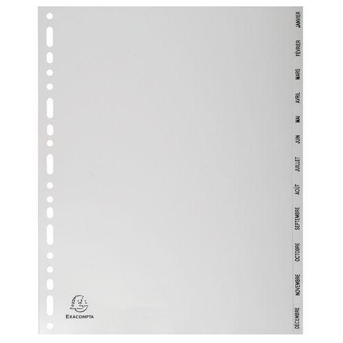 Lot de 10 Intercalaires mensuels gris janv-déc. 12 positions A4 maxi thumbnail image 1
