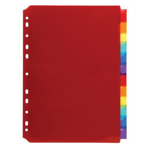 Lot de 10 Intercalaires pp couleur avec porte étiquette A4 12positions thumbnail image 1