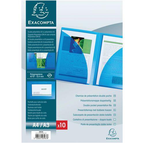 Chemise double poche PP semi rigide 4/10e A4 cristal (lot de 20) thumbnail image 1