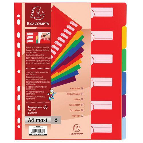 Lot de 25 Intercalaires pp opaque semi rigide 6 positions - a4 maxi thumbnail image 1