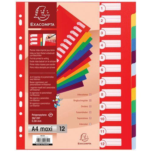 Lot de 15 Intercalaires pp opaque semi rigide 12 positions - a4 maxi thumbnail image 1
