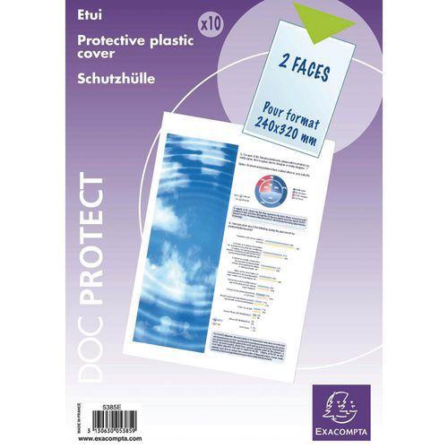 Illustration de : Sachet 10 étuis de protection simples pvc lisse A4 maxi - Exacompta
