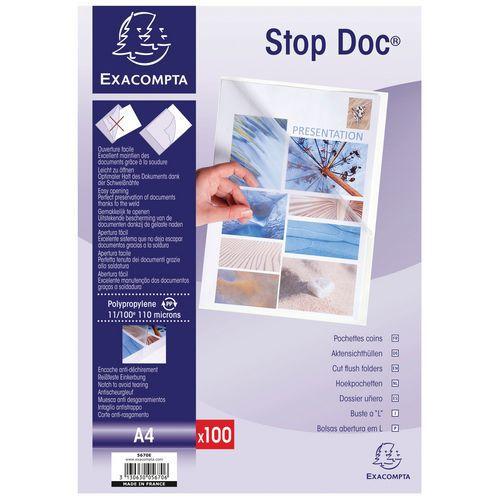 Etui carton 100 pochettes coin stop doc PP lisse 11/100e A4 fullname image