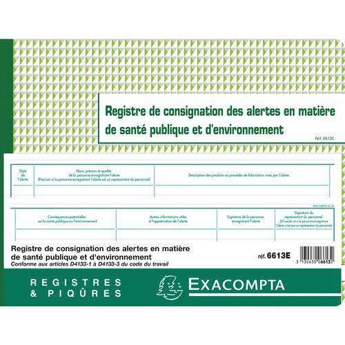 Piqûre registre de consignation des alertes 24x32cm thumbnail image 1