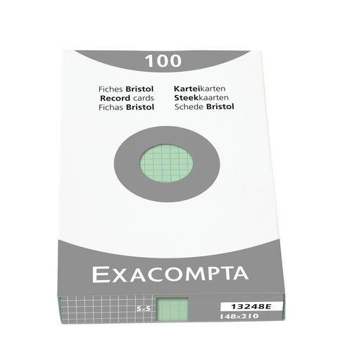 Étui de 100 fiches vert quadrillé 5x5 non perforé 148x210mm thumbnail image 1