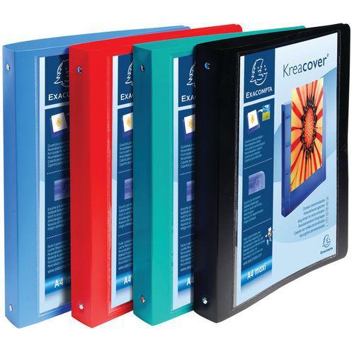 Illustration de : Classeur 4 anneaux 30mm PP opaque 7/10e krea cover A4 maxi