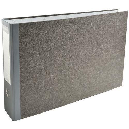 Illustration de : Classeur à levier marbre gris dos de 80mm A3 horizontal - Exacompta