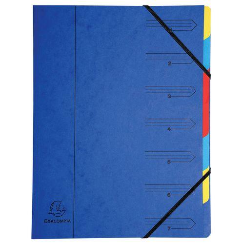 Lot de 12 trieurs agrafé avec élastiques 7 compartiments Bleu thumbnail image 1