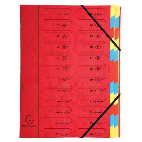 Lot de 8 Trieur agrafé avec élastiques 24 compartiments Rouge thumbnail image 1