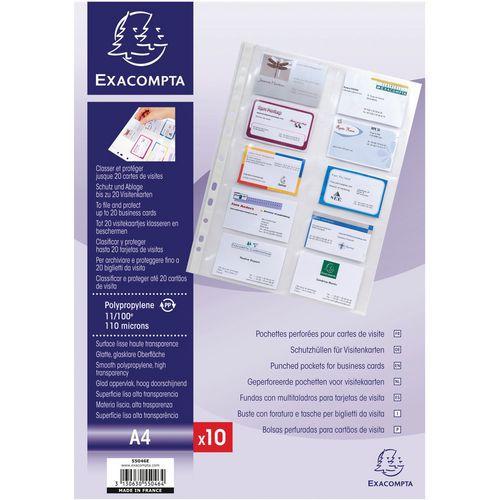 Illustration de : Sachet de 10 pochettes perforées pour cartes de visite