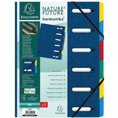 Trieur harmonika® bleu avec élastiques 6 compartiments (lot de 8) thumbnail image 1