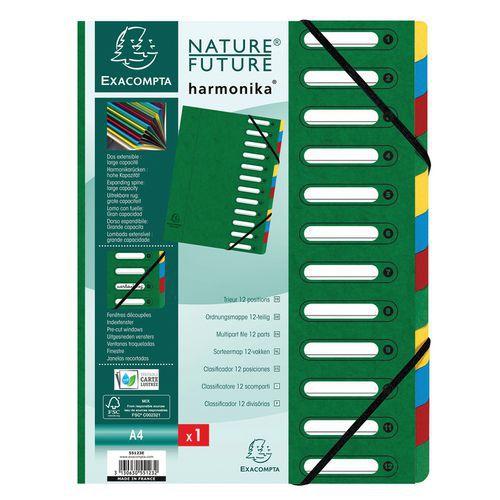 Lot de 6 trieurs harmonica® à fenêtres 12 compartiments Vert thumbnail image 1