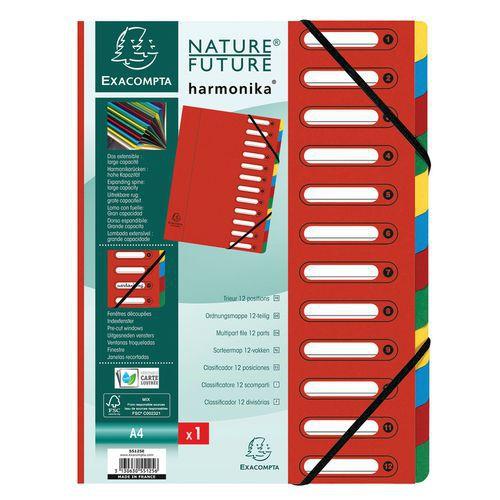 Lot de 6 trieurs harmonica® à fenêtres 12 compartiments Rouge thumbnail image 1