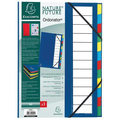 Lot de 6 trieurs rigide ordonator dos extensible 12 compartiments Bleu thumbnail image 1
