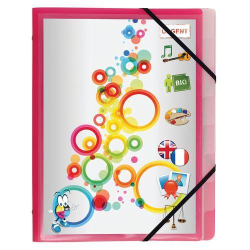 Illustration de : Trieur PP 3 rabats krea cover 8 compartiments