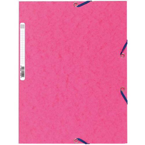 Lot de 25 chemises 3 rabats à élastiques carte lustrée 400g/m2  A4 Rose thumbnail image 1