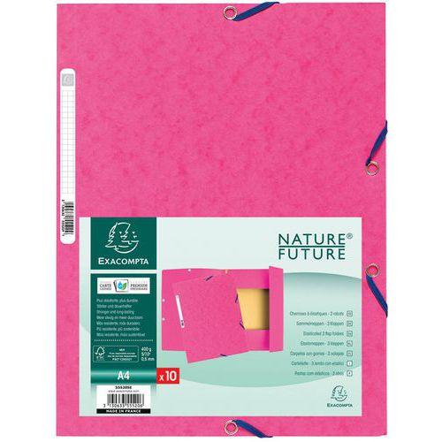 Lot de 50 chemises à élastiques 3 rabats carte lustrée 400g/m² a4 Rose thumbnail image 1