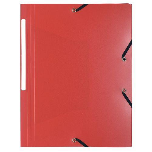 Lot de 50 chemises à élastique 3 rabats PP 5/10e opaque A4 Rouge thumbnail image 1