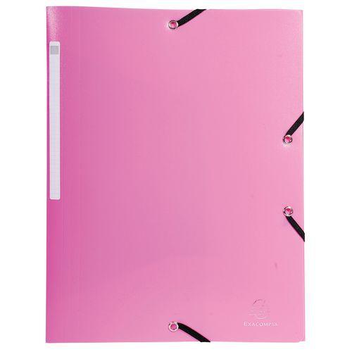 Lot de 50 chemises à élastique 3 rabats PP 5/10e opaque A4 Rose thumbnail image 1
