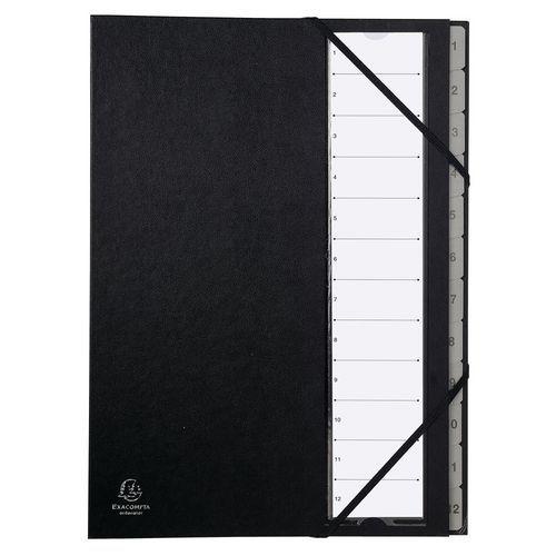 Lot de 12 trieurs rigide ordonator dos extensible 12 compartiments Noir thumbnail image 1