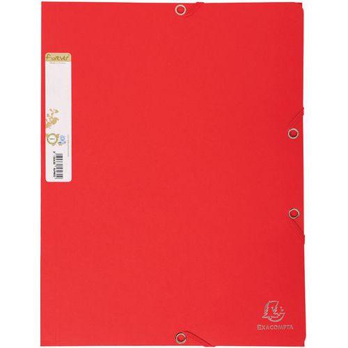 Lot de 25 chemises 3 rabats à élastique carte recyclée 380g/m2 A4 Rouge thumbnail image 1