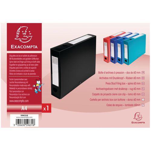 Lot de 10 boîtes de classement à pression 60mm PP 7/10e opaque A4 Noir thumbnail image 1