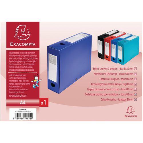 Lot de 10 boîtes de classement à pression 80mm PP 7/10e opaque A4 Bleu thumbnail image 1