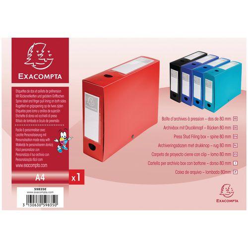 Lot de 10 boîtes de classement à pression 80mm PP 7/10e opaque A4 Rouge thumbnail image 1