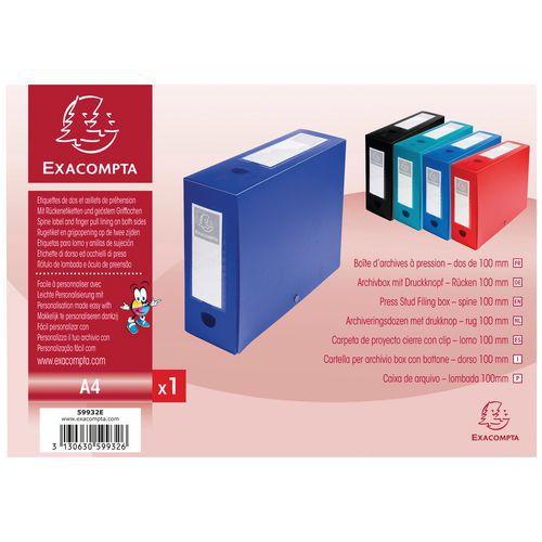 Lot de 10 boîtes classement à pression 100mm PP 7/10e opaque A4 Bleu thumbnail image 1