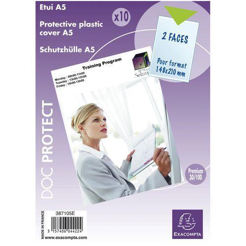 Illustration de : Sachet de 10 étuis de protection simples pvc de qualité A5