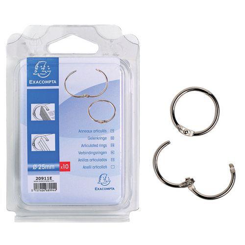 Illustration de : Blister de 10 anneaux articulés - diamètre 25mm