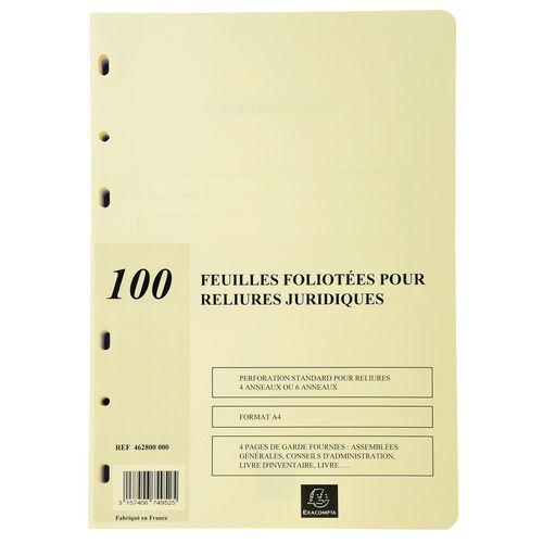 Illustration de : Recharge de 100 feuillets A4 80g pour reliure juridique