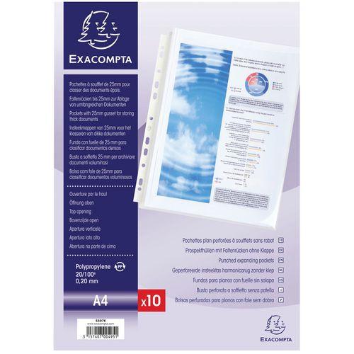 Illustration de : Sachet de 10 pochettes à soufflet sans rabat PP A4