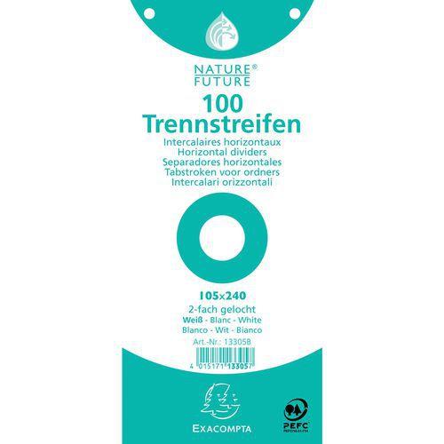 Lot de 12 paquets 100 fiches intercalaires  perforées - 105x240mm Blanc thumbnail image 1