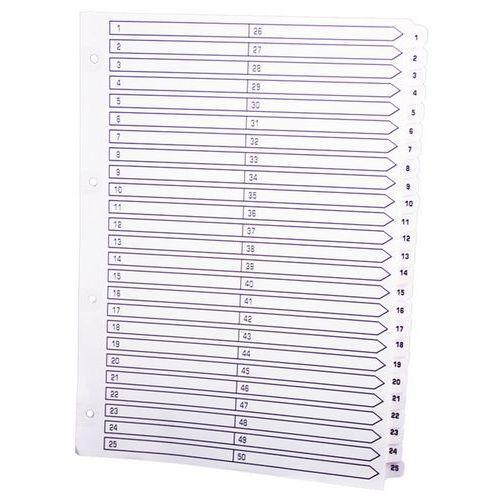 Illustration de : Intercalaires à touches plastifiées - 50 touches 1 à 50 A4