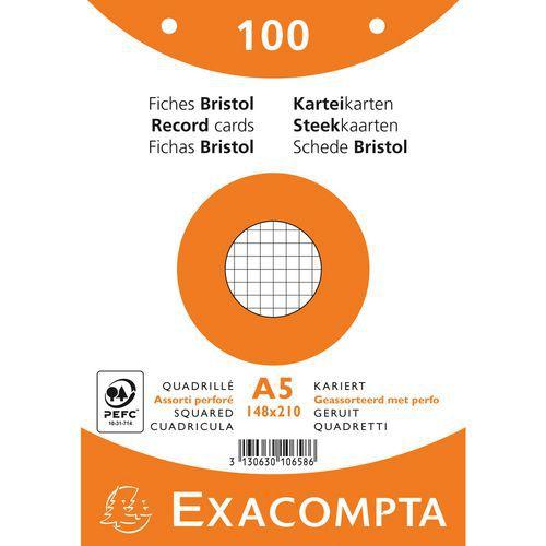 Paquet 100 fiches sous film quadrillé perforé 148x210mm thumbnail image 1