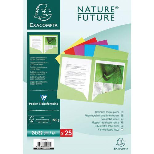 Illustration de : Paquet de 25 chemises rock''s 220 double A4 ou A3 24x32cm