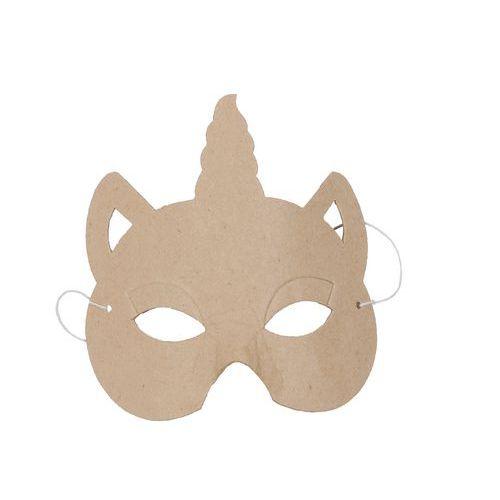 Illustration de : Masque enfant licorne en papier mâché à décorer - Décopatch