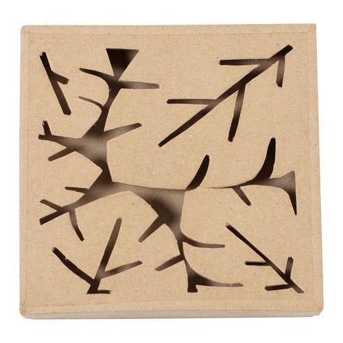 Illustration de : Boite végétale carrée 17x17x3 cm en papier mâché à décorer - Décopatch