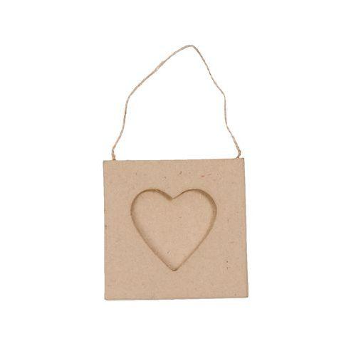 Illustration de : Mini cadre coeur 8x8 cm en papier mâché à décorer - Décopatch