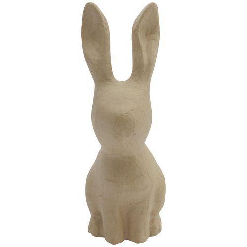Illustration de : Lapin grandes oreilles 21,5 cm en papier mâché à décorer - Décopatch